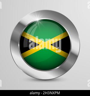 Bouton EPS10 Vector Patriotic avec couleurs de drapeau jamaïcain.Un élément d'impact pour l'utilisation que vous voulez en faire. Illustration de Vecteur