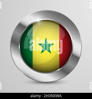 Bouton vecteur patriotique EPS10 avec couleurs drapeau Sénégal.Un élément d'impact pour l'utilisation que vous voulez en faire. Illustration de Vecteur