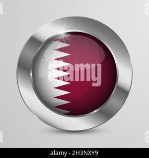 Bouton EPS10 Vector Patriotic avec couleurs de drapeau Qatar.Un élément d'impact pour l'utilisation que vous voulez en faire. Illustration de Vecteur