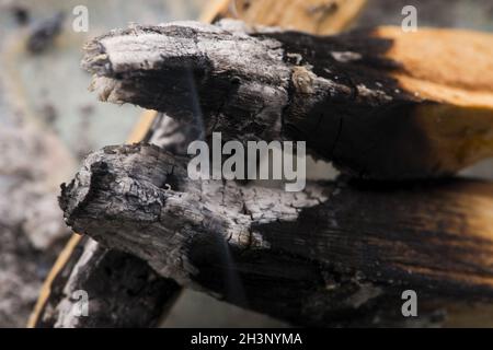 Cérémonie de maculage en utilisant le bâton d'encens en bois Saint de Palo Santo péruvien Banque D'Images