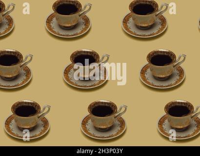 Motif composé de tasses à café Banque D'Images