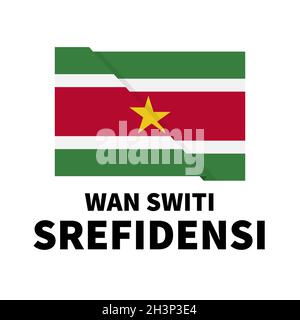 Lettre du Suriname Independence Day en néerlandais avec drapeau.Fête nationale le 25 novembre.Modèle vectoriel facile à modifier pour l'affiche typographique, Illustration de Vecteur