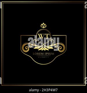 Modèle de logo WT initial Letter Luxury dans Vector pour restaurant, Royalty, Boutique, café, Hôtel,Heraldic, bijoux, mode et autre vecteur illustrat Illustration de Vecteur