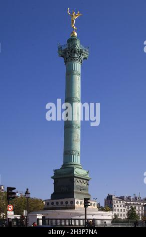 France, Paris, Place de la Bastille, Colonne de Juillet, Banque D'Images