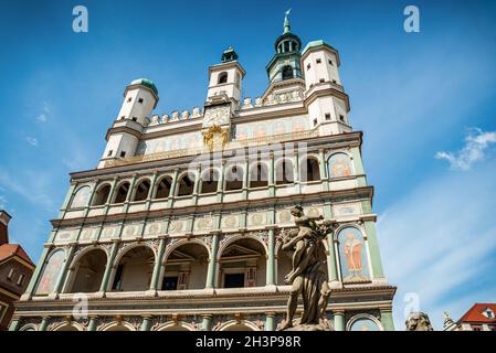 Poznan, Pologne - 09 août 2021.Hôtel de ville en été Banque D'Images