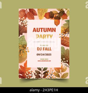 aquarelle automne vertical circulaire modèle illustration de la conception vectorielle Illustration de Vecteur