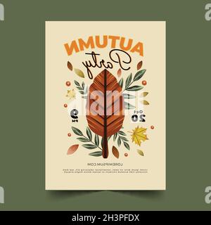 aquarelle automne vertical circulaire modèle illustration de la conception vectorielle Illustration de Vecteur