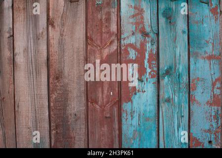 Ancienne texture en bois peint. Panneaux avec fissures Banque D'Images