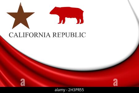 Drapeau 3D de la République de Californie. Illustration 3D. Banque D'Images