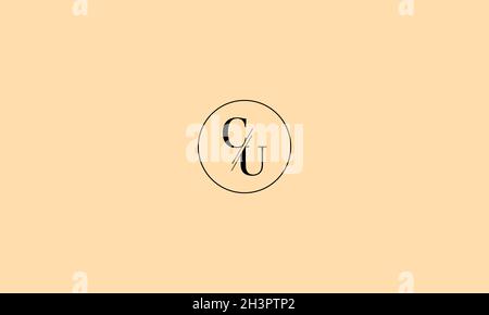 LETTRES LOGO CU AVEC EFFET D'ESPACE NÉGATIF POUR UTILISATION SUR ILLUSTRATION Illustration de Vecteur