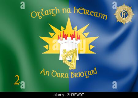 3D drapeau de la 2e Brigade, Irlande. Illustration 3D. Banque D'Images