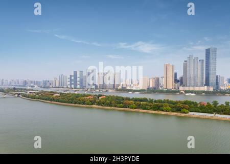 La ligne d'horizon de Changsha et la belle rivière xiang Banque D'Images