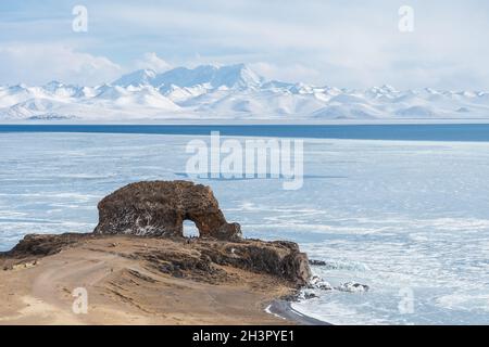 Lac de Namtso paysage du Saint éléphant Banque D'Images