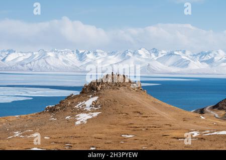 Paysage du lac de Namtso Banque D'Images