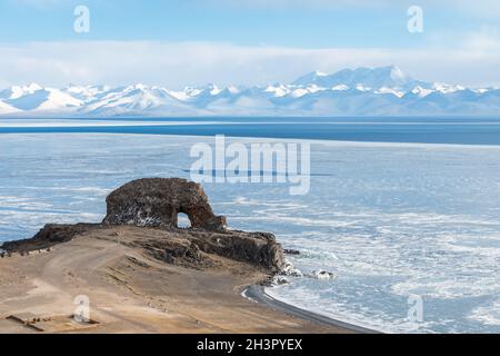 Lac de Namtso paysage du Saint éléphant Banque D'Images