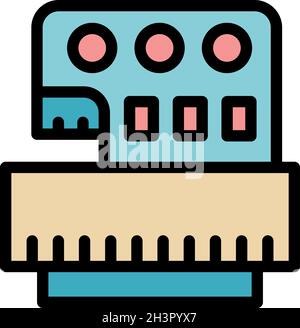 Icône de machine à coudre d'usine.Contour usine machine à coudre vecteur icône couleur plat isolé Illustration de Vecteur