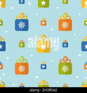 Motif sans couture et boîtes cadeaux plates Illustration de Vecteur
