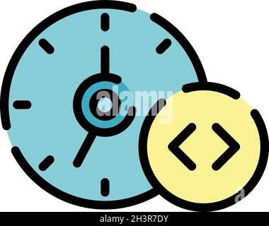 Icône du système d'exploitation de l'horloge.Contour horloge système d'exploitation vecteur icône couleur plat isolé Illustration de Vecteur