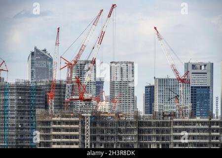 Harumi Pier de construction paysage (village olympique) Banque D'Images