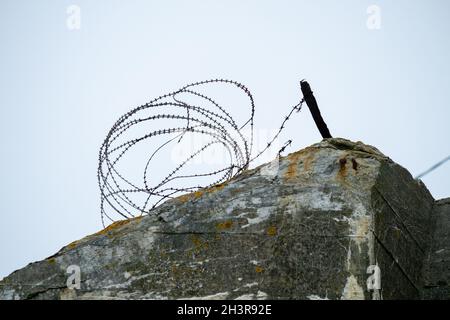 Bunker allemand sur la côte près d'Etretat, les plages du débarquement en Normandie en France Banque D'Images