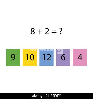 Entraîneur de pliage.Choisissez la bonne réponse.Tableaux d'ajout.Entrez les numéros manquants.Jeu logique.Affiche sur l'éducation des enfants en mathématiques.École Illustration de Vecteur