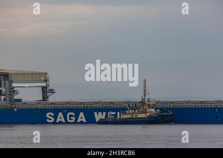 Le cargo général Panamana se dirigeant vers les quais de Royal Portbury Banque D'Images