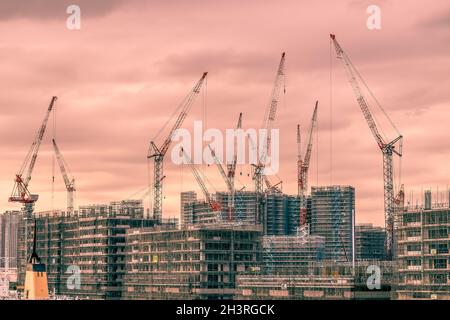 Harumi Pier de construction paysage (village olympique) Banque D'Images