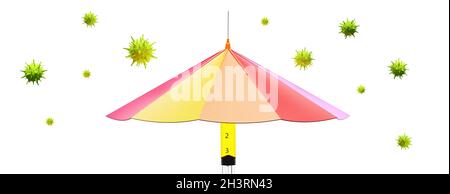 Seringue médicale avec parapluie.Concept de vaccination.Rendu 3D Banque D'Images