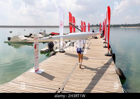 Centre de formation de l'équipe d'aviron de l'Université Cukurova à Adana, dans le sud de la Turquie. Banque D'Images