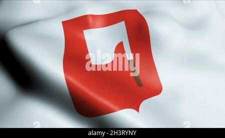 3D Illustration d'un drapeau de la ville de Pologne agité d'Opole Lubelskie Banque D'Images