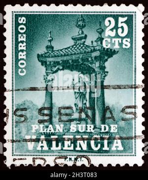 ESPAGNE - VERS 1971: Timbre imprimé en Espagne dédié à San Vincente Ferrer Plan sur de Valencia, vers 1971 Banque D'Images