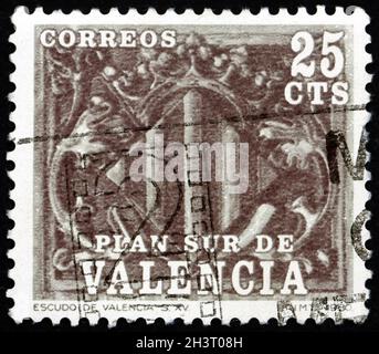 ESPAGNE - VERS 1981: Timbre imprimé en Espagne dédié à San Vincente Ferrer Plan sur de Valencia, vers 1981 Banque D'Images