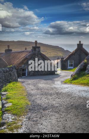 Gearrannan Blackhouse Village, Carloway, Isle Of Lewis, Hébrides extérieures. L'Ecosse Banque D'Images