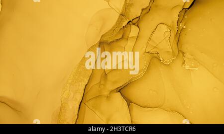 Gold Fluid Art. Abstrait liquide fond. Banque D'Images