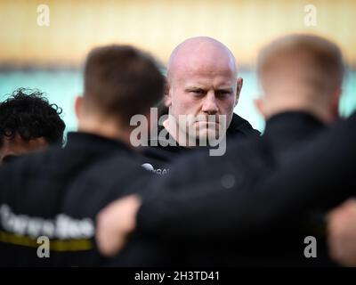 DaN Cole de Leicester Tigers dans un caucus avant le match Gallagher Premiership aux Franklin's Gardens, Northampton.Date de la photo: Samedi 30 octobre 2021. Banque D'Images