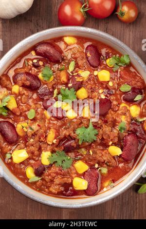 Chili con carne, plat mexicain traditionnel, photo de gros plan Banque D'Images