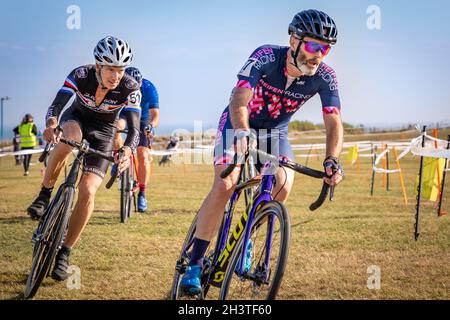 Course de cyclocross, South Shields, Tyne and Wear, Angleterre, Royaume-Uni,GB, Europe. Banque D'Images