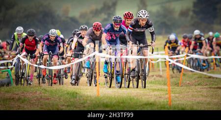 Course de cyclocross, etal, Northumberland, Angleterre, Royaume-Uni,GB, Europe. Banque D'Images