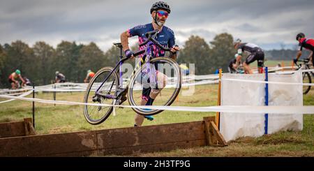 Course de cyclocross, etal, Northumberland, Angleterre, Royaume-Uni,GB, Europe. Banque D'Images