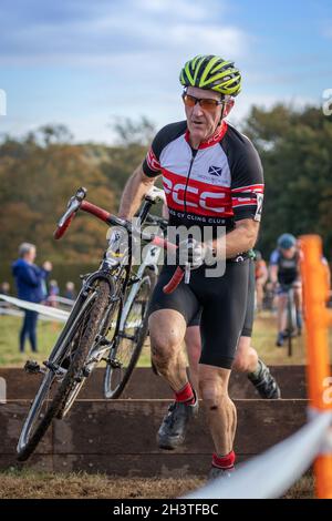 Course de cyclocross, etal, Northumberland, Angleterre, Royaume-Uni,GB, Europe. Banque D'Images