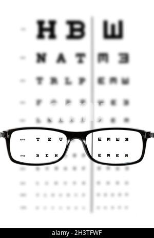 Lunettes devant un diagramme d'œil Banque D'Images