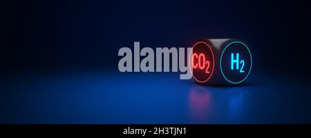 H2 hydrogène CO2 Banque D'Images