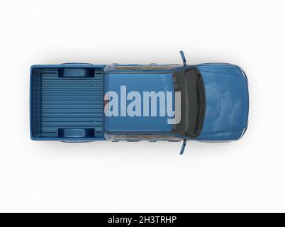 Pick-up générique et sans marque avec cabine fermée isolée sur l'illustration 3d blanche Banque D'Images