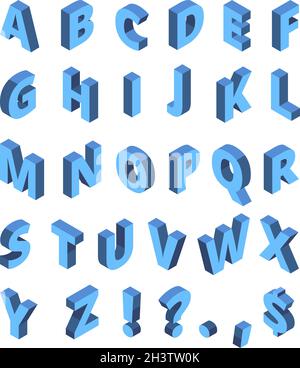 Alphabet isométrique.Jeu de typographies vectorielles de police demi-ton géométrique de lettres de couleur de ligne Illustration de Vecteur
