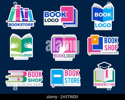 Logo du livre.L'édition de symboles d'identité d'entreprise des images graphiques stylisées de livres et de magazines Education apprentissage concept vecteurs Illustration de Vecteur