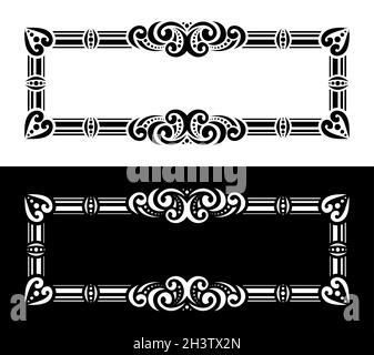 Cadres décoratifs rectangulaires vectoriels pour le texte de message, bordures monochromes avec des illustrations élégantes et un espace de copie, cadres calligraphiques rectangulaires pour Illustration de Vecteur