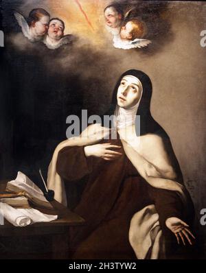 Sainte Thérèse de Jésus (1630) par l'artiste José de Ribera (1591-1652). Peintre Ténébriste valencien espagnol. Banque D'Images