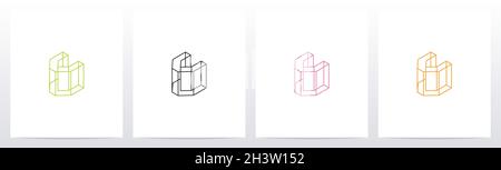 Design V du logo de lettre cubique Illustration de Vecteur