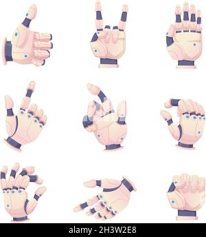 Mains humaines bioniques.Les gestes des robots aident à définir le vecteur de prothèse Illustration de Vecteur