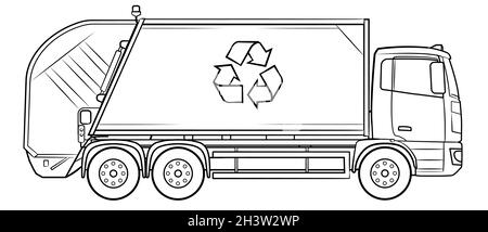 Camion à ordures - illustration vectorielle d'un véhicule. Illustration de Vecteur